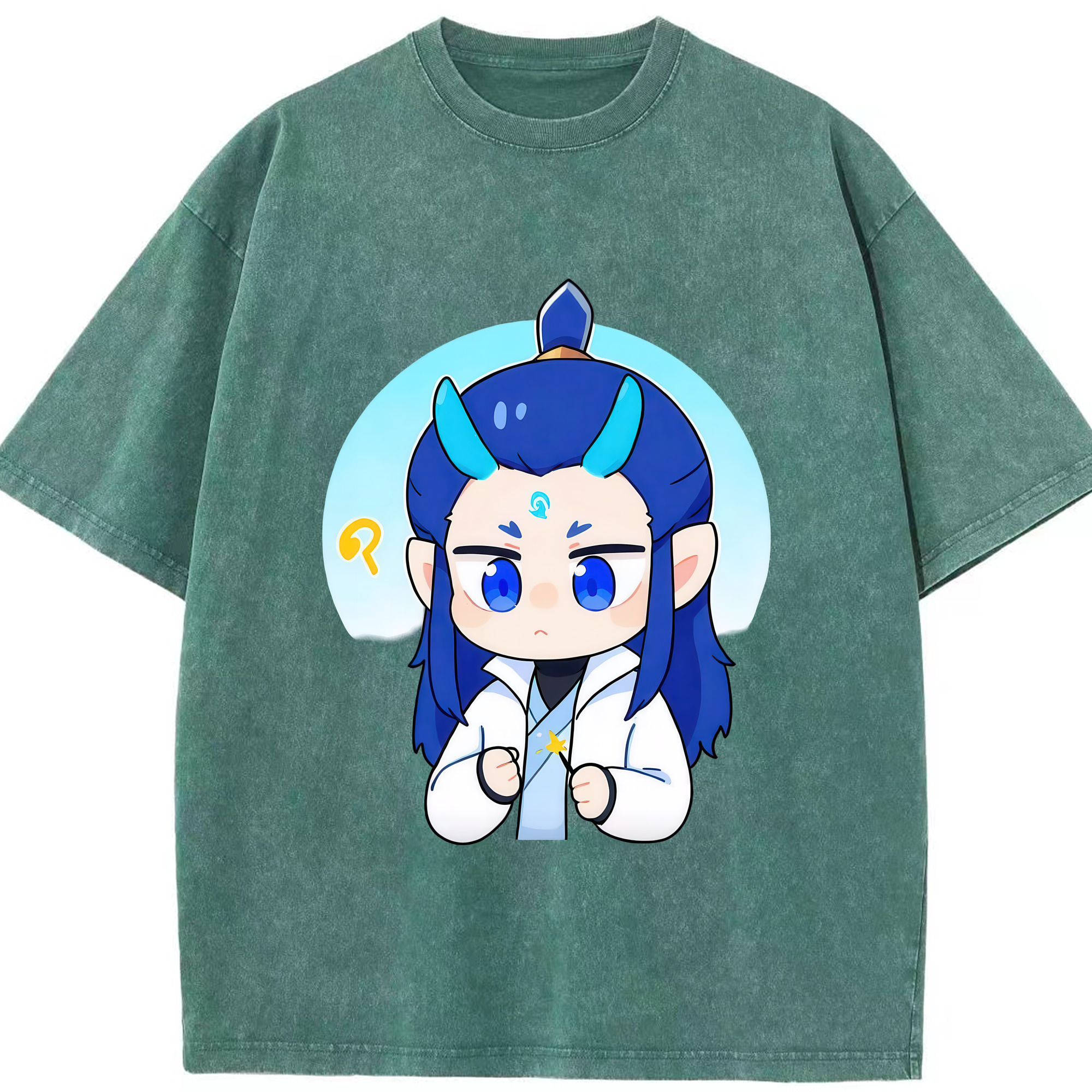 （画像用） Ne Zha 2 ナタ 魔童の大暴れ 綿100% ヴィンテージ風 半袖Tシャツ（フロントプリント）